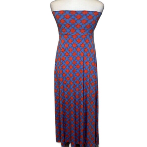 LuLaRoe Blue Orange Pattern Long Boho Maxi Skirt Comfy Womens Style NWOT - Picture 5 of 7